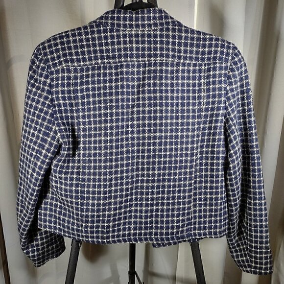 Spitalnick & Co Women's Blue/White 100% Wool Coat/Blazer Size 12 - Picture 6 of 8